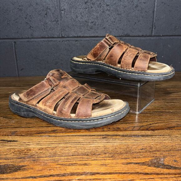 Vintage Y2K Unionbay Brown Leather Fisherman Slide Sandals Men’s 10